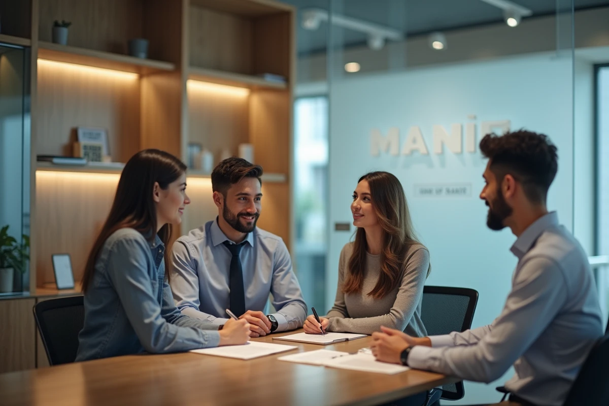 Couple et conseiller discutent d une demande de pret immobilier