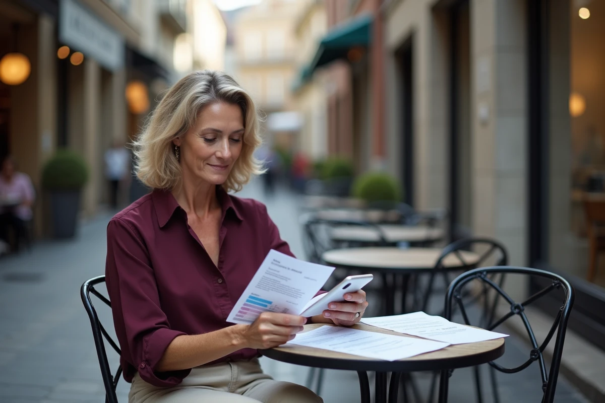 Femme consultant ses finances et planifiant des méthodes pour gagner 300 euros par mois en extra